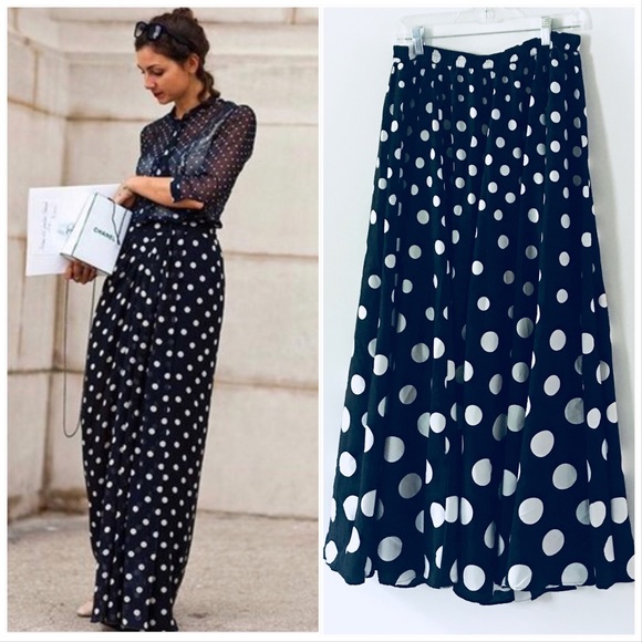 Lucky & Coco Dresses & Skirts - Black and white Polka Dot Full Chic Maxi Skirt